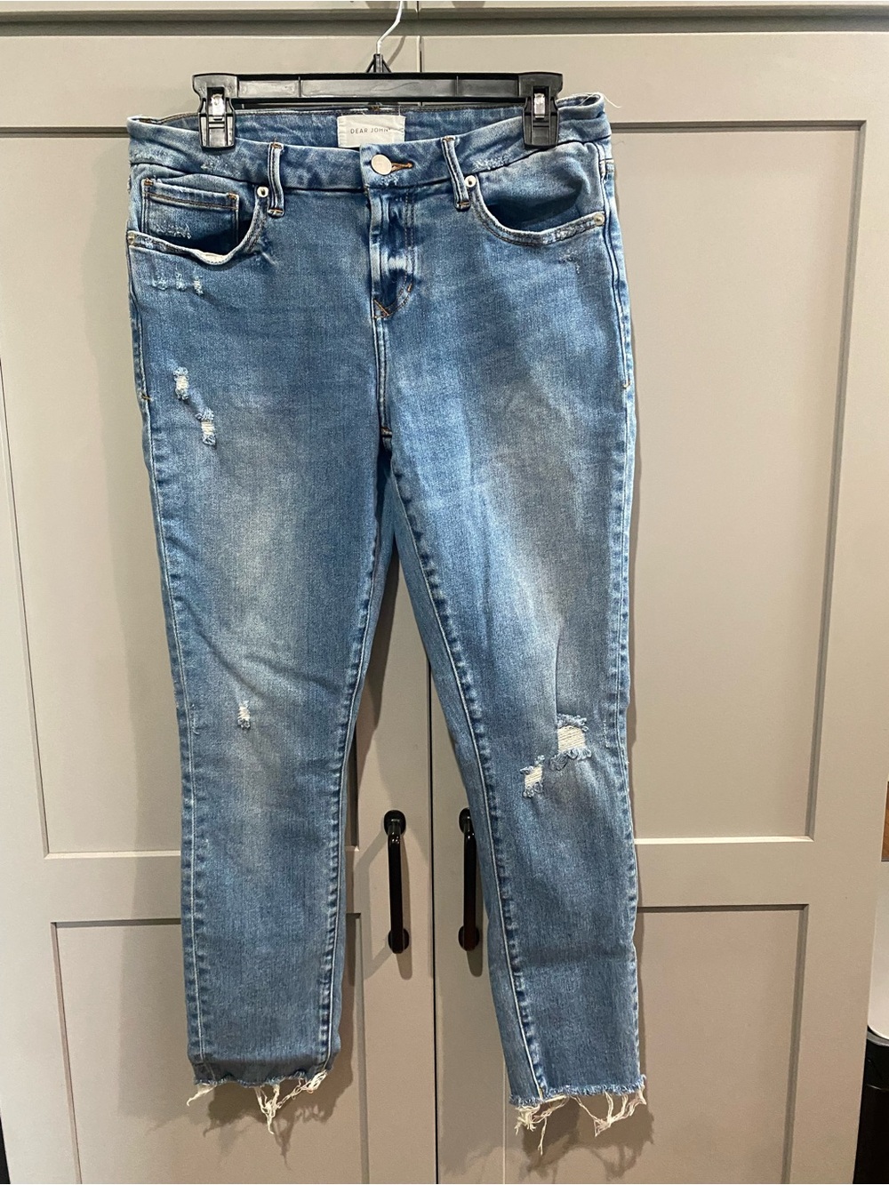 Dear John Light Blue Distressed Ankle Jeans